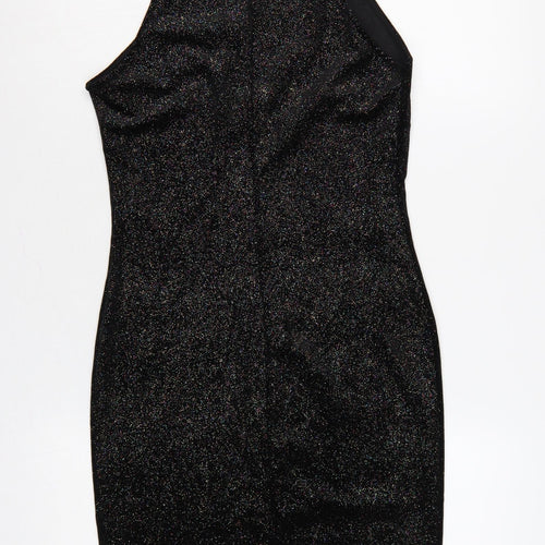 New Look Women Black UK 12 Bodycon Halter Glitter Party Dress