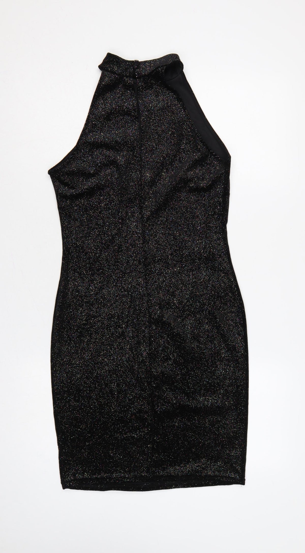 New Look Women Black UK 12 Bodycon Halter Glitter Party Dress