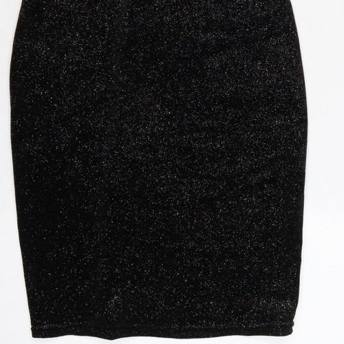 New Look Women Black UK 12 Bodycon Halter Glitter Party Dress