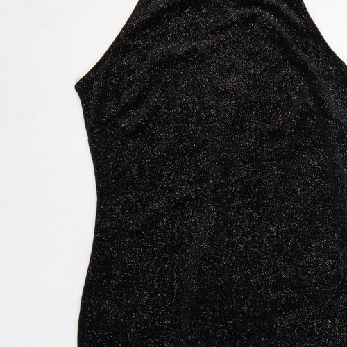 New Look Women Black UK 12 Bodycon Halter Glitter Party Dress
