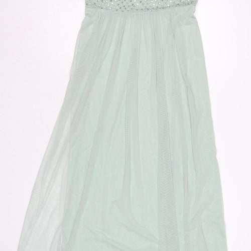 Monsoon Women’s Green UK 10 Beaded Sequin Chiffon Maxi Dress