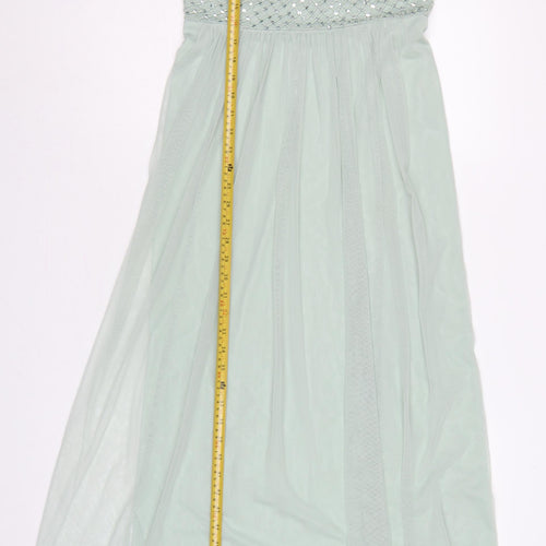 Monsoon Women’s Green UK 10 Beaded Sequin Chiffon Maxi Dress