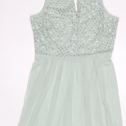 Monsoon Women’s Green UK 10 Beaded Sequin Chiffon Maxi Dress
