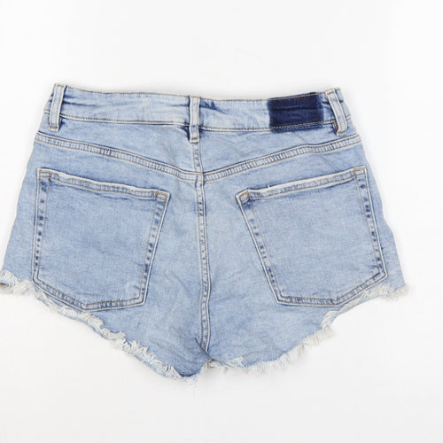 H&M Divided Women Blue UK 12 High Rise Distressed Denim Cut-Off Shorts