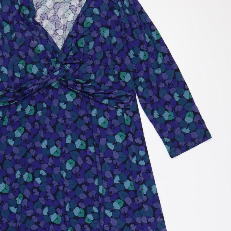 East Women’s Multicoloured Floral Wrap Dress Size 18 V-Neck Jersey