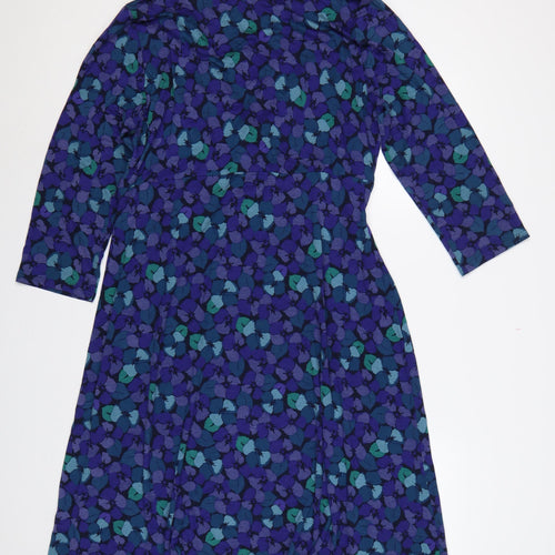 East Women’s Multicoloured Floral Wrap Dress Size 18 V-Neck Jersey