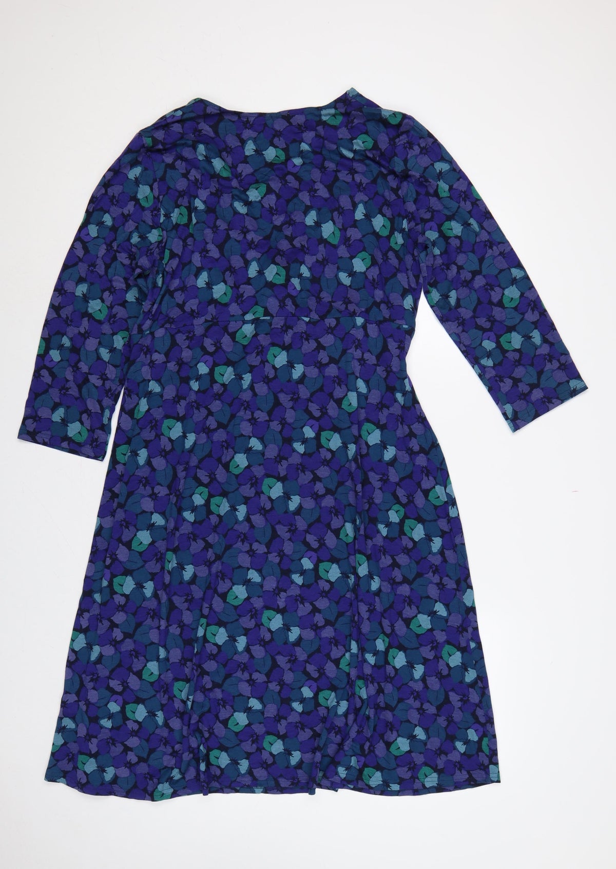 East Women’s Multicoloured Floral Wrap Dress Size 18 V-Neck Jersey