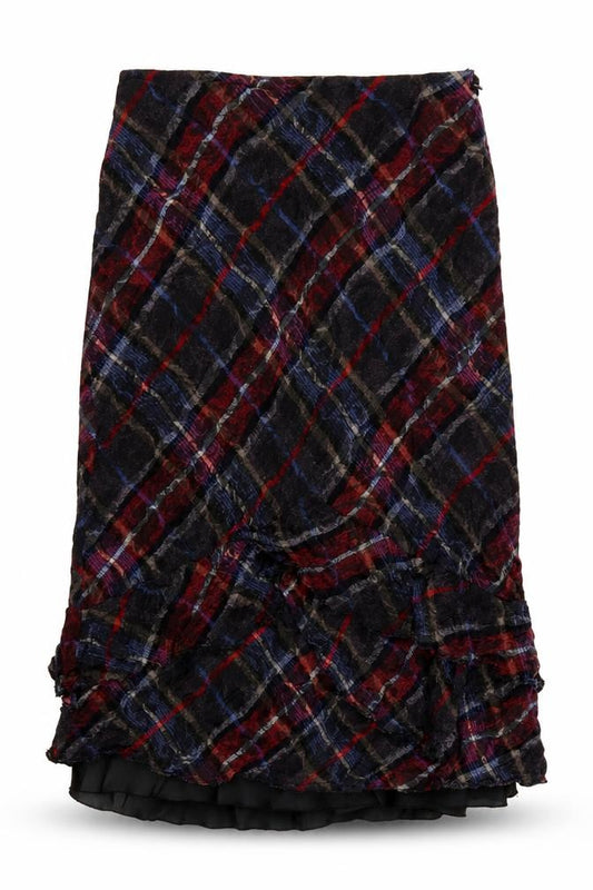 Per Una Women’s Multicoloured Plaid Ruffle Knee Skirt UK 12