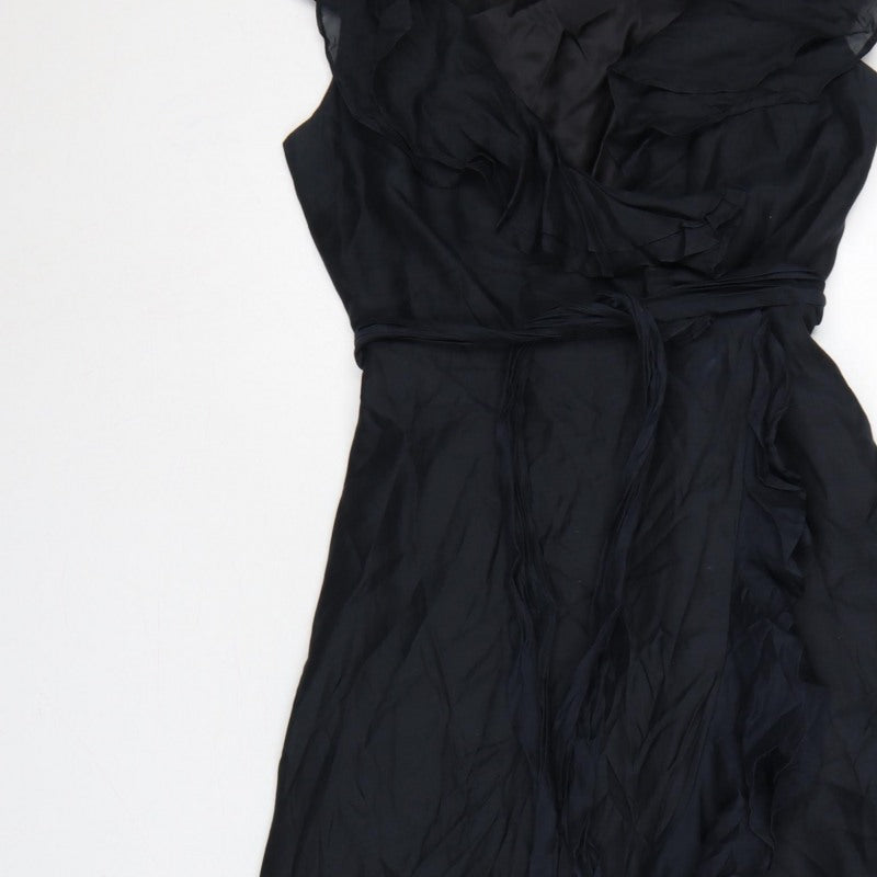 Coast Women Black UK 10 One Shoulder Ruffle Long Maxi Occasion Dress