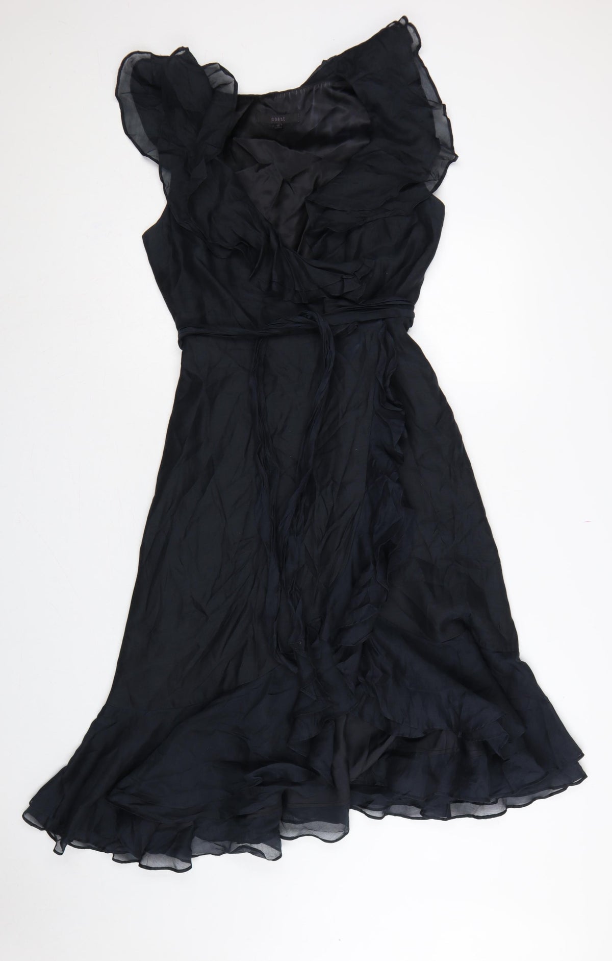 Coast Women Black UK 10 One Shoulder Ruffle Long Maxi Occasion Dress