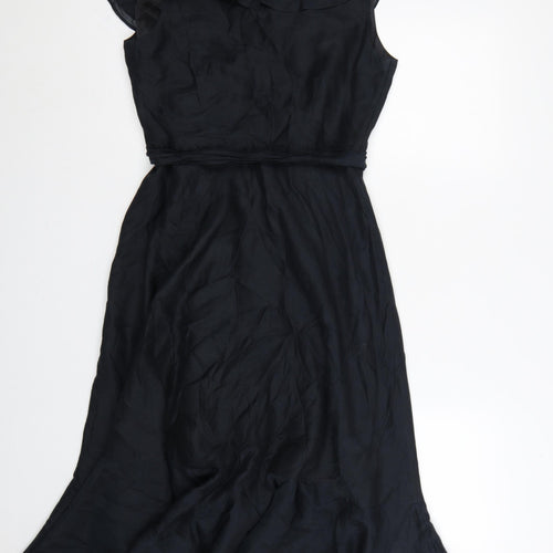 Coast Women Black UK 10 One Shoulder Ruffle Long Maxi Occasion Dress