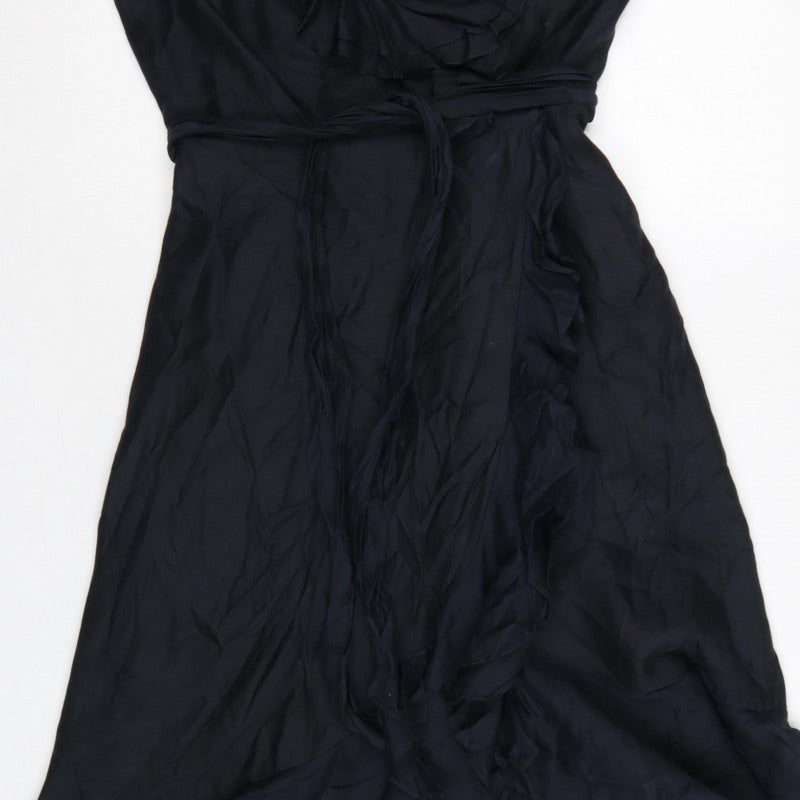 Coast Women Black UK 10 One Shoulder Ruffle Long Maxi Occasion Dress
