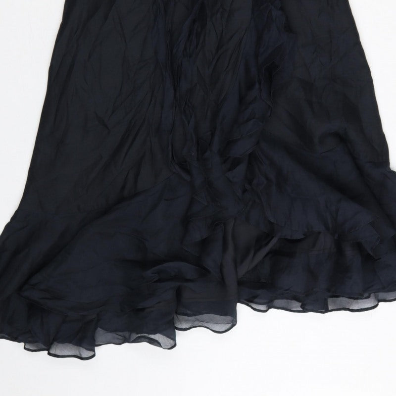 Coast Women Black UK 10 One Shoulder Ruffle Long Maxi Occasion Dress