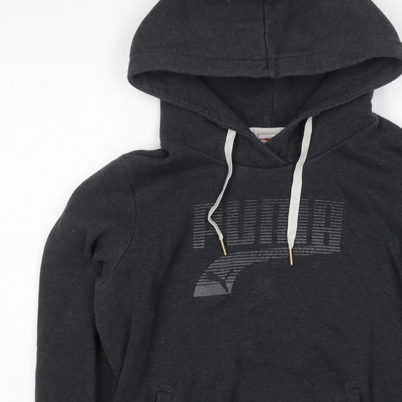 Puma Women’s Grey UK 12 Pullover Hoodie Logo Pockets