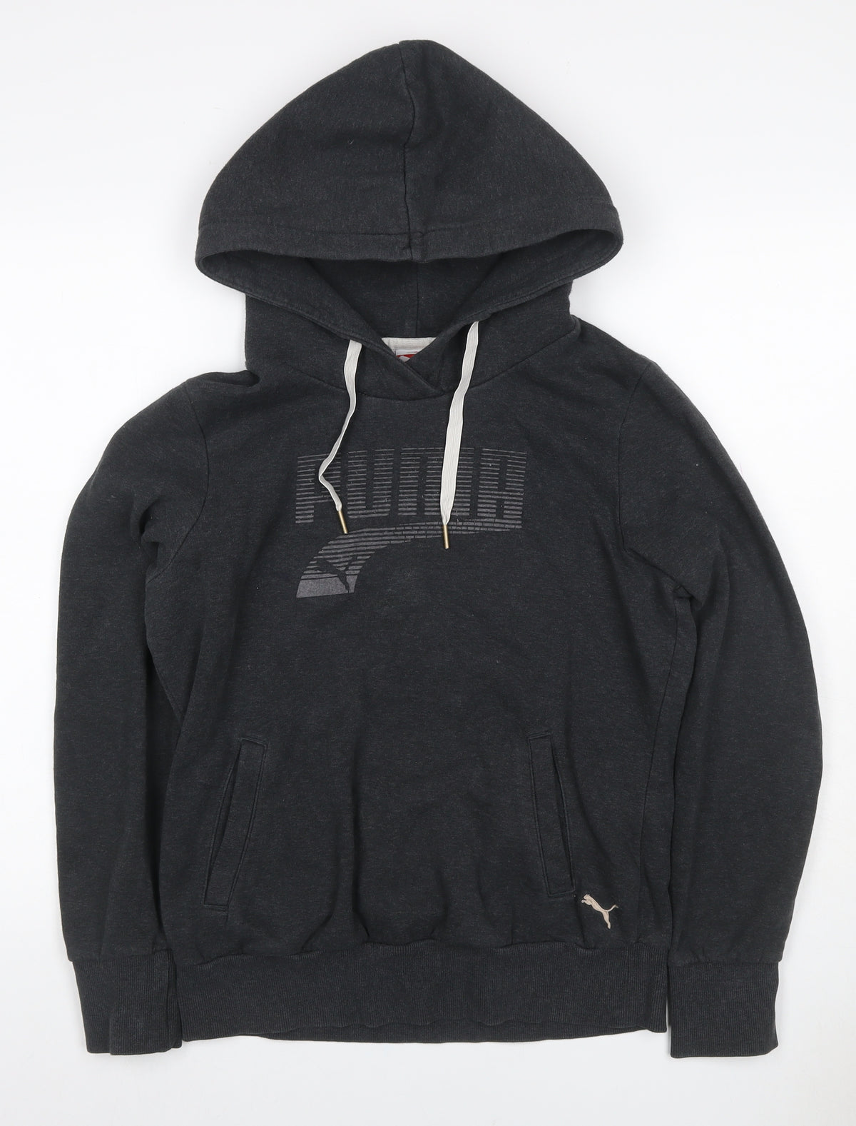 Puma Women’s Grey UK 12 Pullover Hoodie Logo Pockets