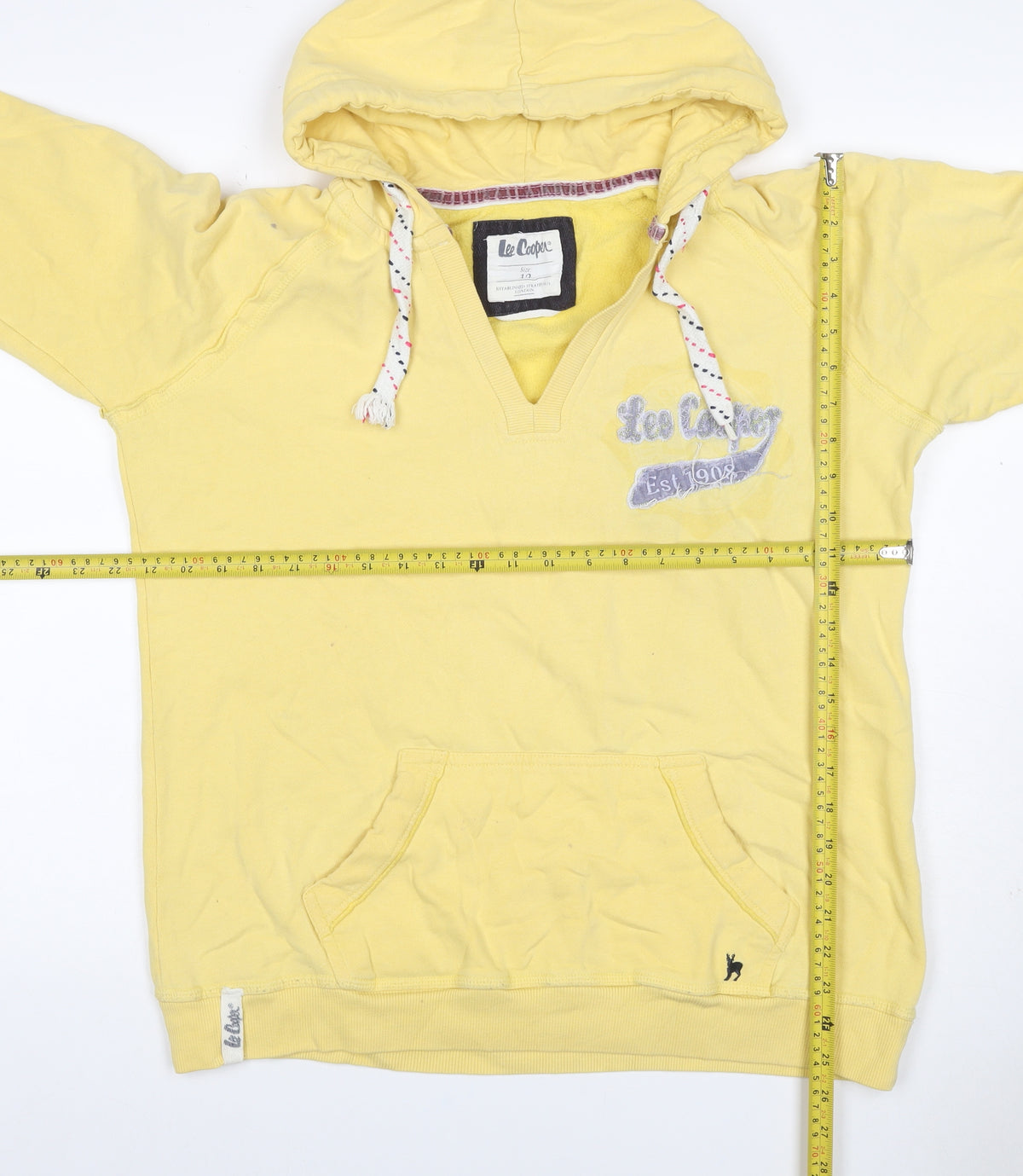 Lee Cooper Women’s Yellow Size 12 Pullover Hoodie Logo Pocket