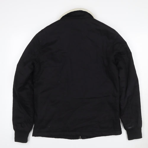 River Island Men's Black S Basic Padded Jacket Teddy Collar