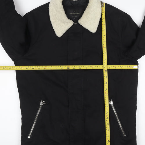 River Island Men's Black S Basic Padded Jacket Teddy Collar