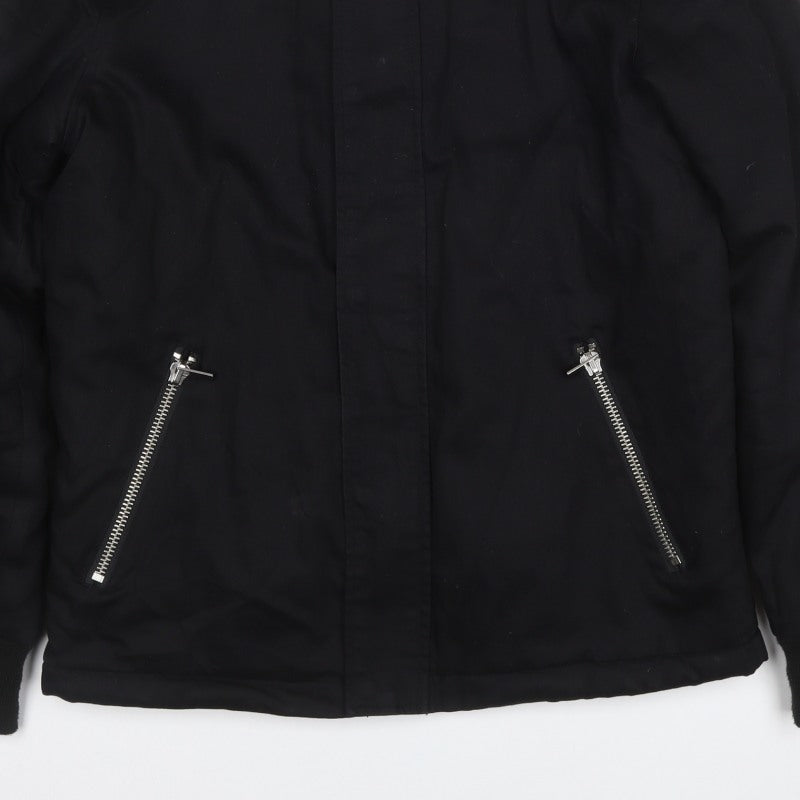 River Island Men's Black S Basic Padded Jacket Teddy Collar
