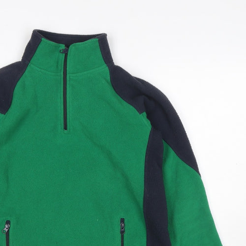GAP Teens Green Black Fleece Quarter Zip Pullover Sweatshirt Size 10