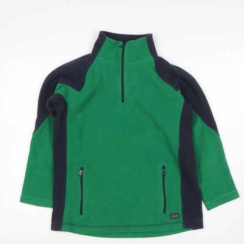 GAP Teens Green Black Fleece Quarter Zip Pullover Sweatshirt Size 10