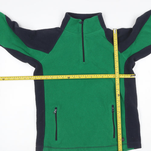 GAP Teens Green Black Fleece Quarter Zip Pullover Sweatshirt Size 10