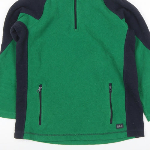 GAP Teens Green Black Fleece Quarter Zip Pullover Sweatshirt Size 10