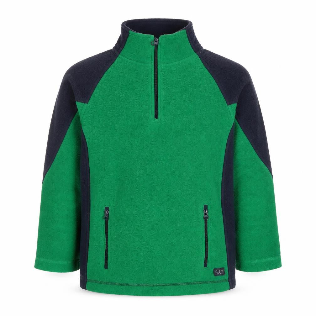 GAP Teens Green Black Fleece Quarter Zip Pullover Sweatshirt Size 10
