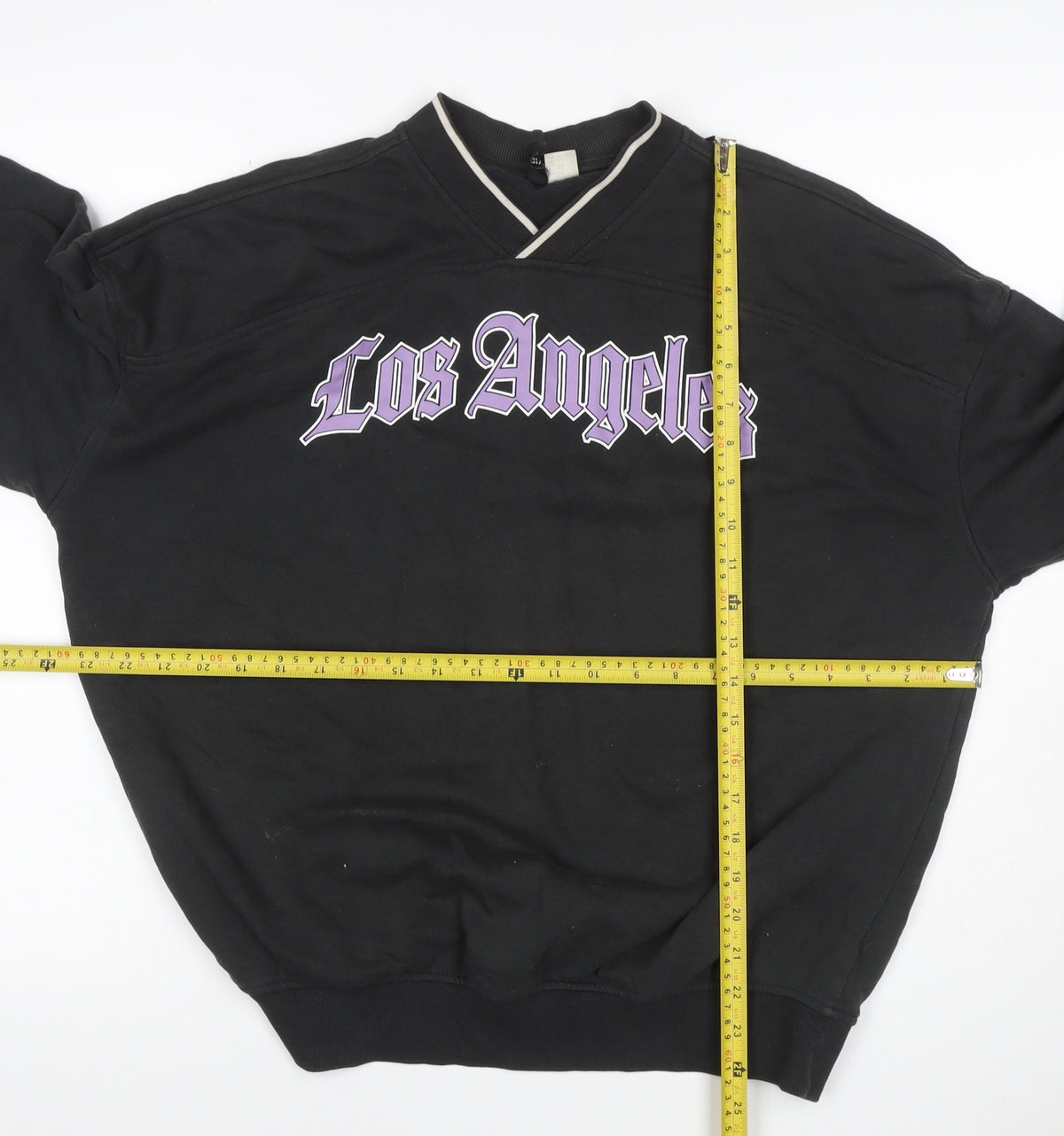 H&M Divided Women Black XXS Los Angeles V-Neck Pullover Sweatshirt