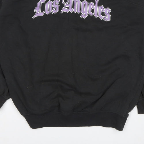 H&M Divided Women Black XXS Los Angeles V-Neck Pullover Sweatshirt