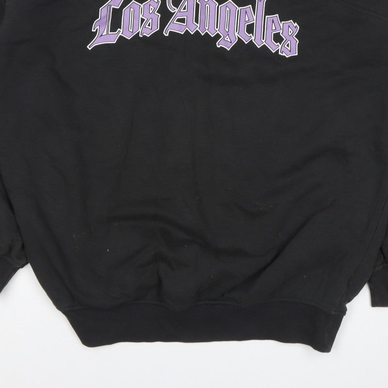 H&M Divided Women Black XXS Los Angeles V-Neck Pullover Sweatshirt