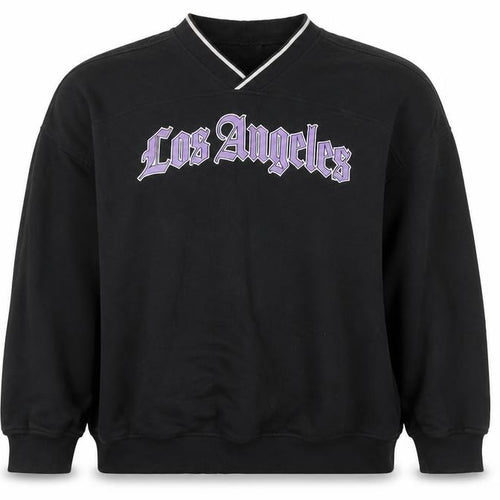 H&M Divided Women Black XXS Los Angeles V-Neck Pullover Sweatshirt