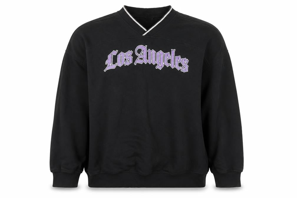 H&M Divided Women Black XXS Los Angeles V-Neck Pullover Sweatshirt