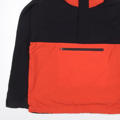 Topman Men's Black Orange L Hooded Anorak Windbreaker Jacket
