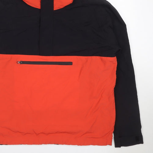 Topman Men's Black Orange L Hooded Anorak Windbreaker Jacket