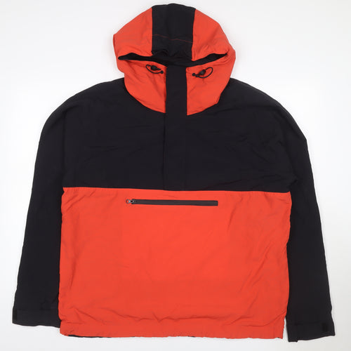 Topman Men's Black Orange L Hooded Anorak Windbreaker Jacket