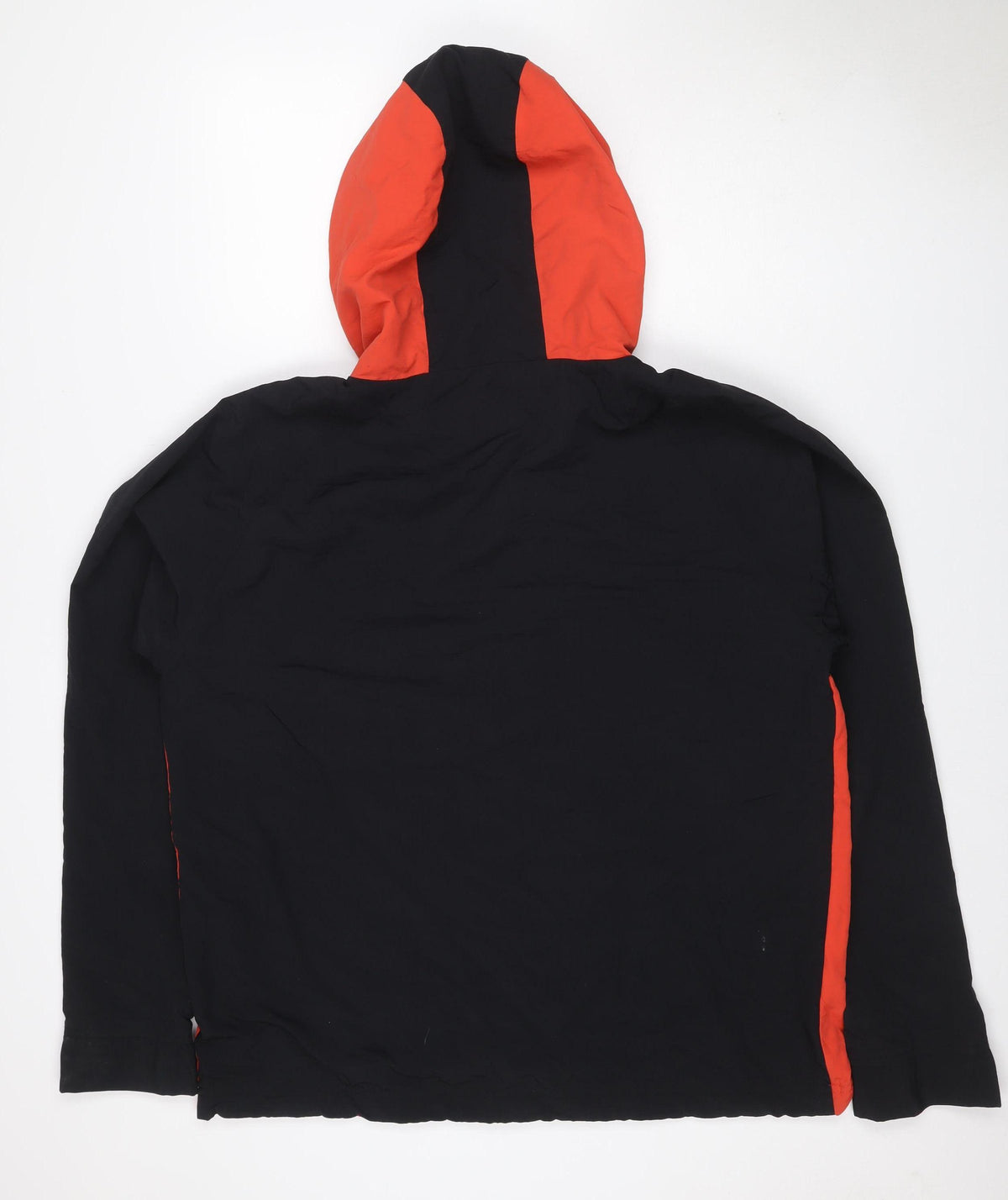 Topman Men's Black Orange L Hooded Anorak Windbreaker Jacket