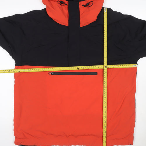 Topman Men's Black Orange L Hooded Anorak Windbreaker Jacket