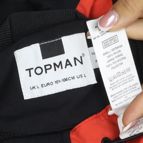 Topman Men's Black Orange L Hooded Anorak Windbreaker Jacket