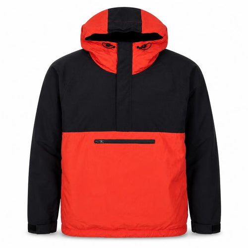 Topman Men's Black Orange L Hooded Anorak Windbreaker Jacket