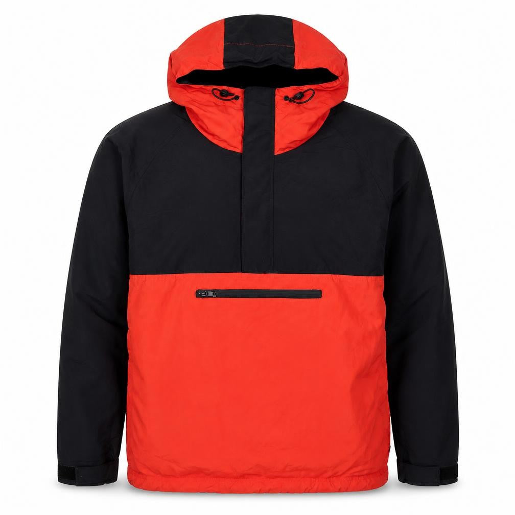 Topman Men's Black Orange L Hooded Anorak Windbreaker Jacket