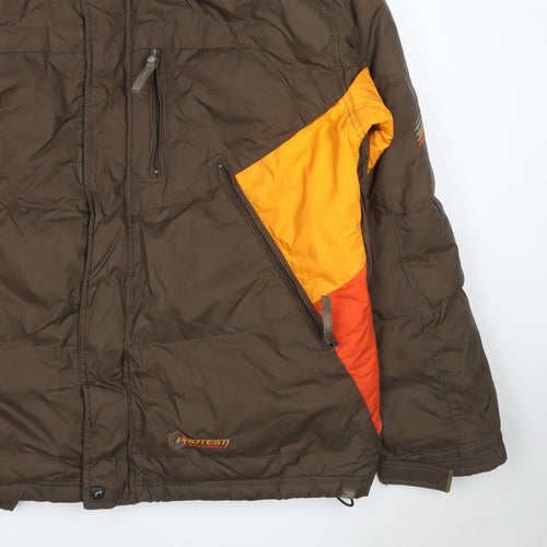 Protest Mens Brown Orange XL Puffer Ski Jacket Geotech 6.0