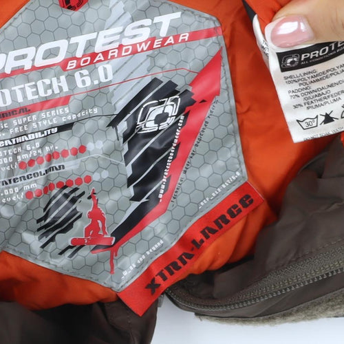 Protest Mens Brown Orange XL Puffer Ski Jacket Geotech 6.0