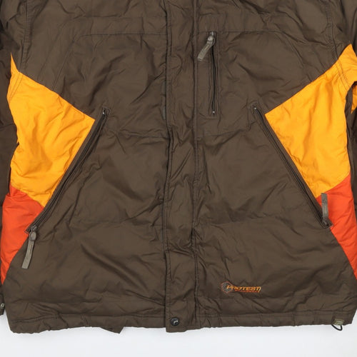 Protest Mens Brown Orange XL Puffer Ski Jacket Geotech 6.0