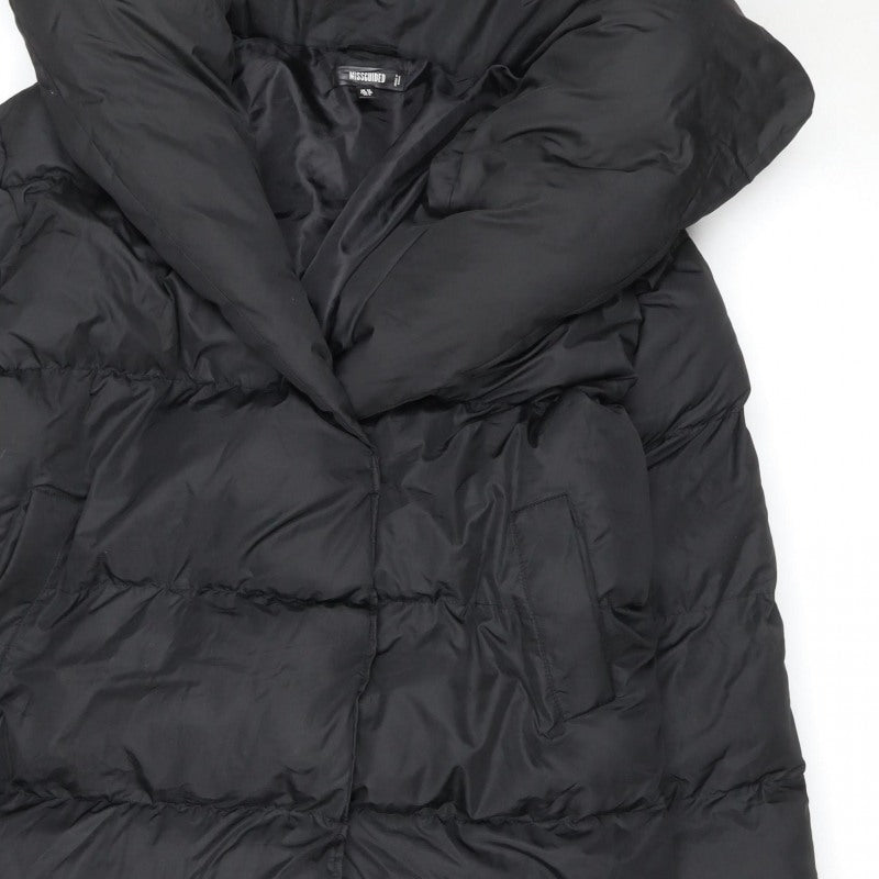 Missguided Women’s Black UK 10 Long Quilted Puffer Jacket Coat