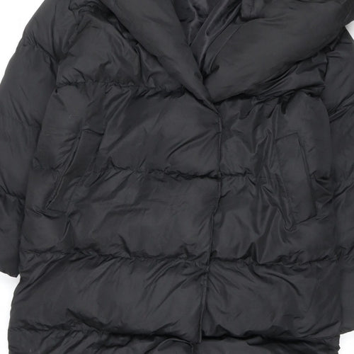 Missguided Women’s Black UK 10 Long Quilted Puffer Jacket Coat