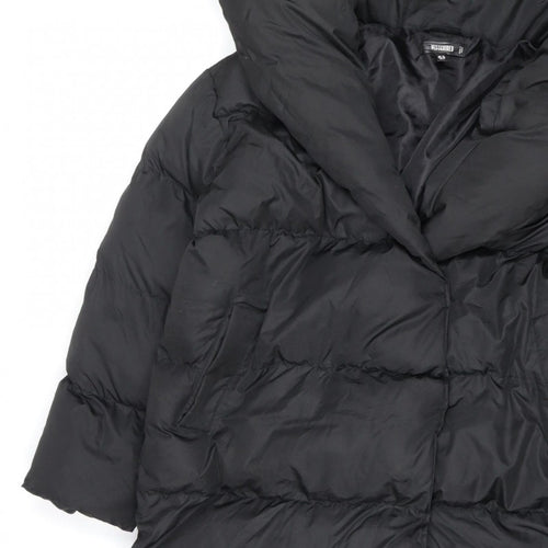 Missguided Women’s Black UK 10 Long Quilted Puffer Jacket Coat