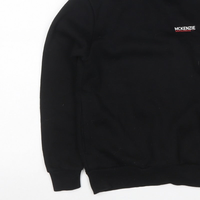 McKenzie Boys Black Pullover Hoodie 8-10 Years Logo Fleece