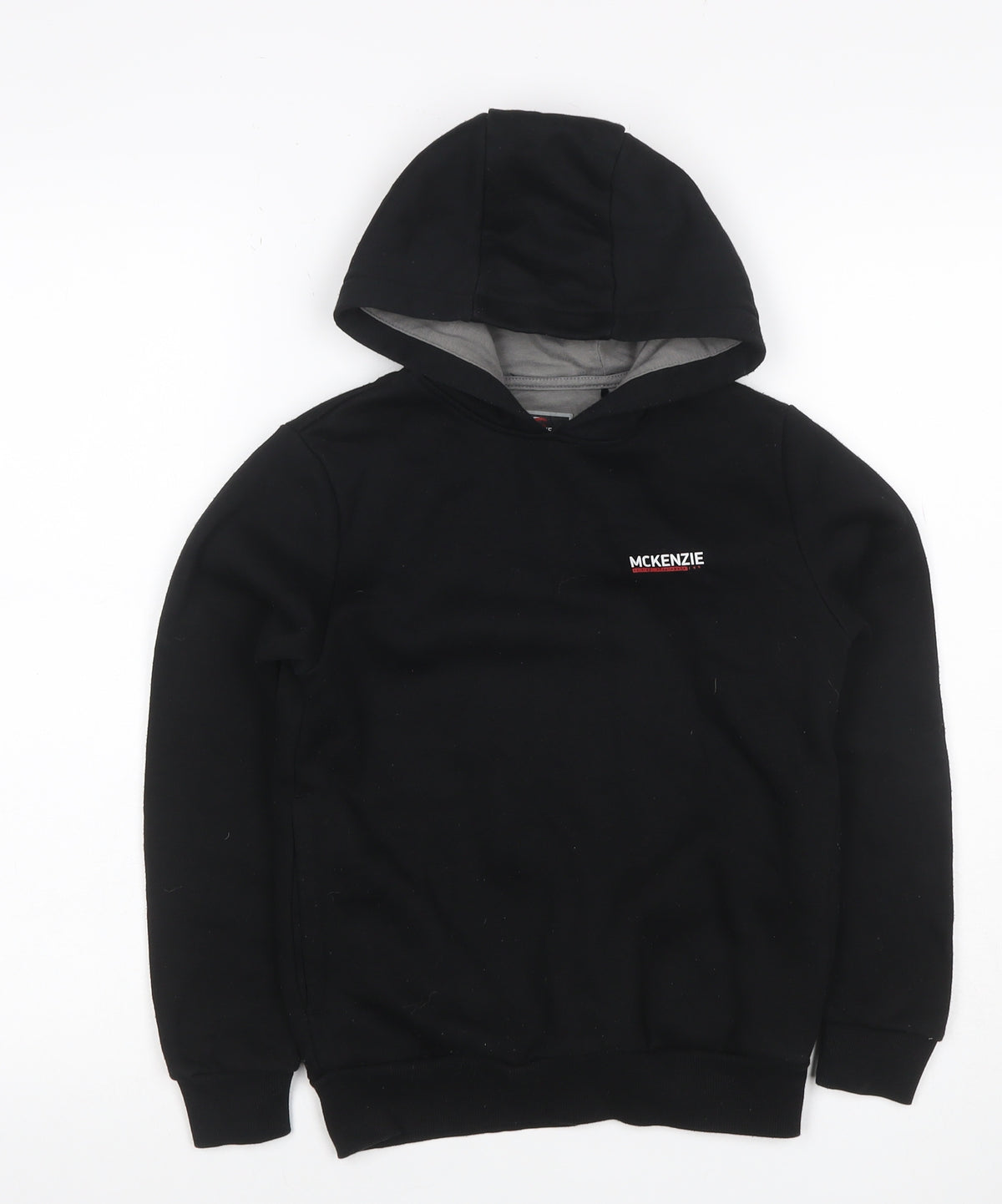 McKenzie Boys Black Pullover Hoodie 8-10 Years Logo Fleece