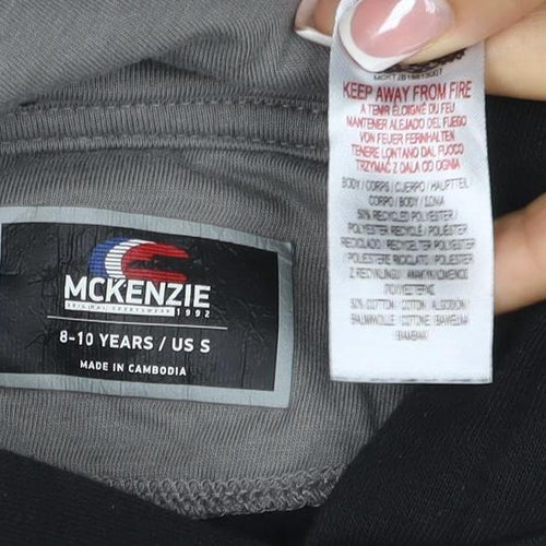 McKenzie Boys Black Pullover Hoodie 8-10 Years Logo Fleece